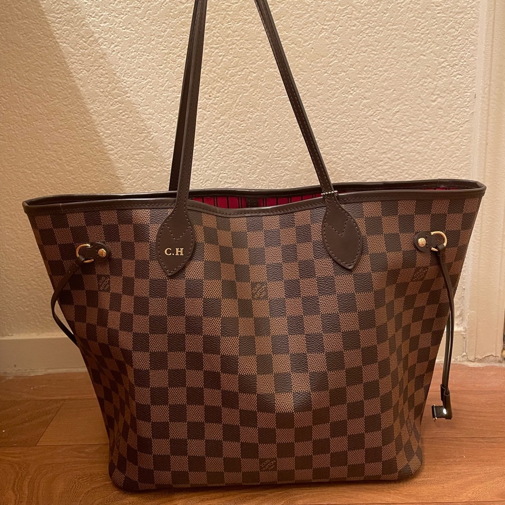 Louis Vuitton Brown Damier Ebene Canvas Shoulder Bag with Red Interior